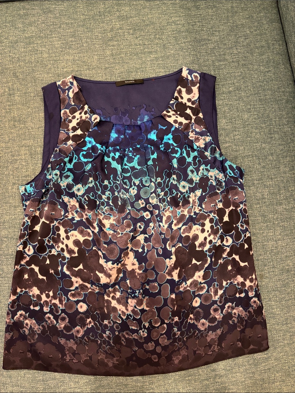 Tahari Blue and Purple Floral-Print Sleeveless Camisole